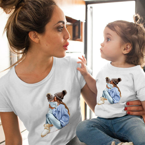 CYSINCOS Female T-shirt Famliy Matching Clothes Girl Costume Mom Daughter Summer 2019 New Print Short-sleeve Kids Boys Tops