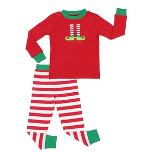 Matching Christmas PJS Fashion Round Neck Prints Family Pajama Sets Mother/Father /Kid /Baby Red Striped Christmas Clothes