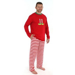 Matching Christmas PJS Fashion Round Neck Prints Family Pajama Sets Mother/Father /Kid /Baby Red Striped Christmas Clothes