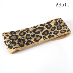 Mommy And Baby Headband Leopard Turban Women Girl Knitted Winter Headbands Mother Daughter Twisted Knot Headwrap Wide Hairband